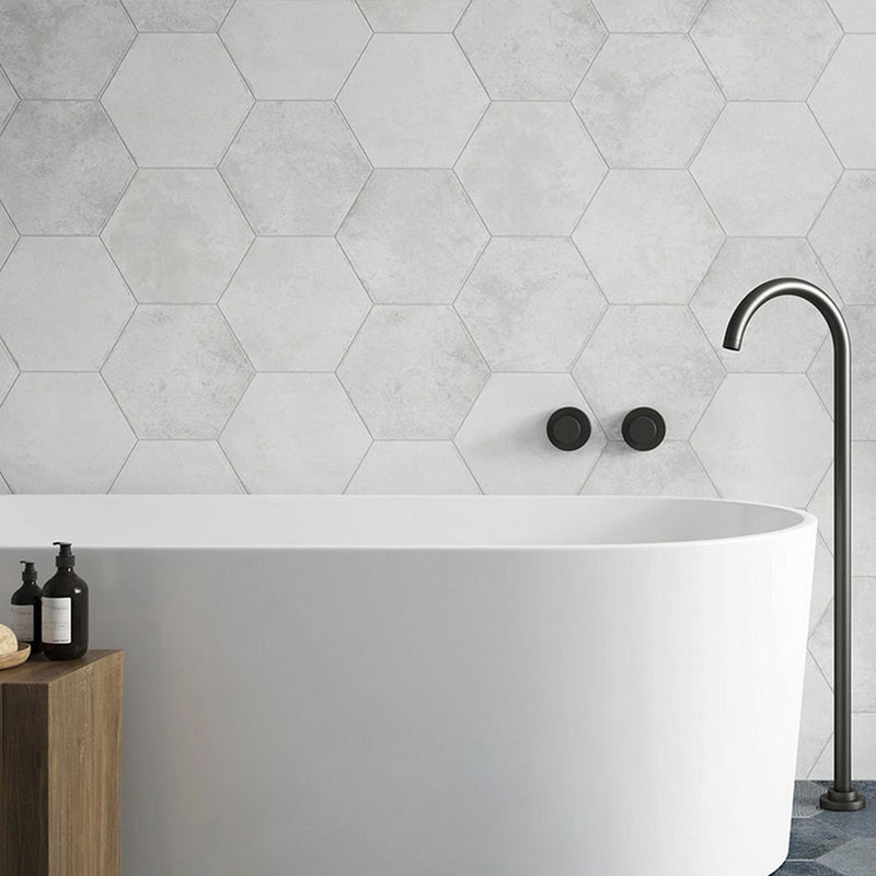 Fiori Blanco Hexagonal Porcelain Tile Matt Feature