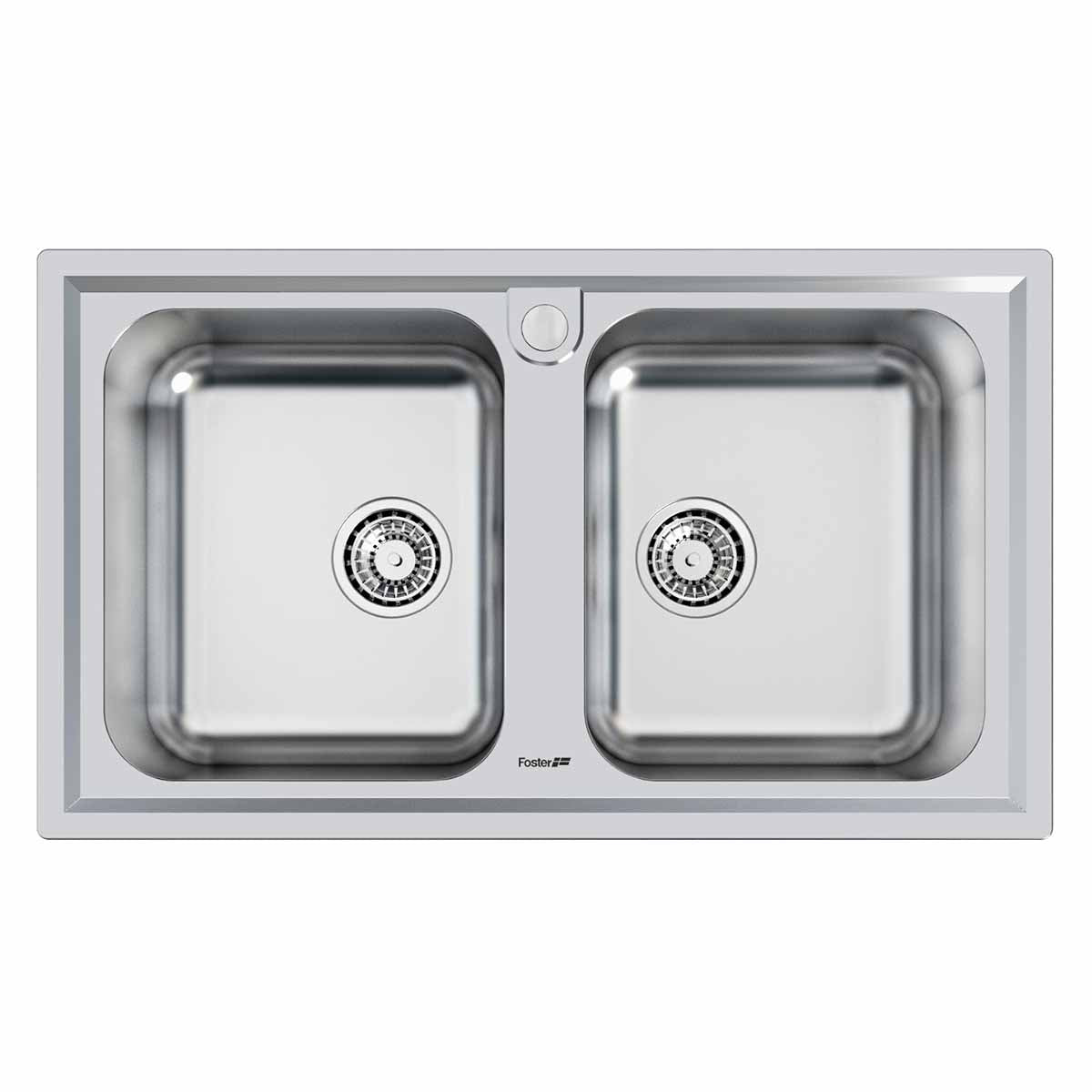 Foster Elettra Double Bowl Kitchen Sink Brushed Stainless Steel