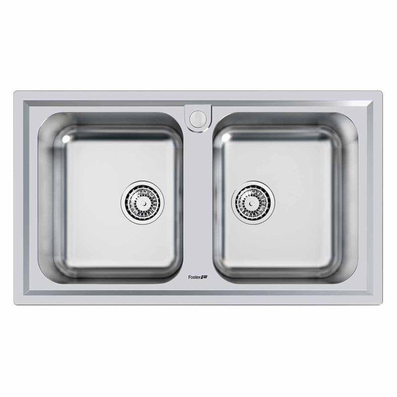 Foster Elettra Double Bowl Kitchen Sink Brushed Stainless Steel