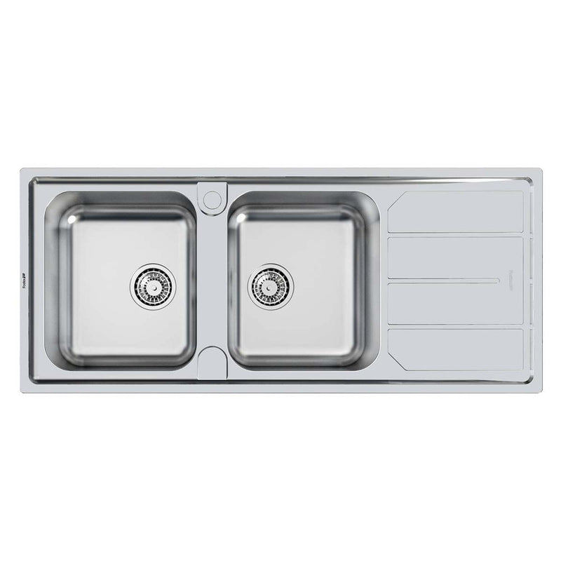 Foster Elettra Double Kitchen Sink with Drainer Brushed Stainless Steel Left Handed