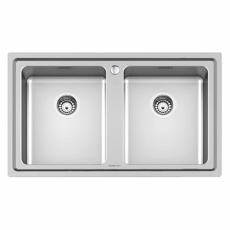 Foster Evo Double Bowl Kitchen Sink 860x500mm Brushed Stainless Steel