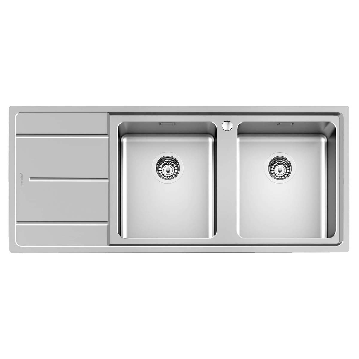 Foster Evo Double Bowl Kitchen Sink with Draining Board Right Handed 1160x500mm Brushed Stainless Steel