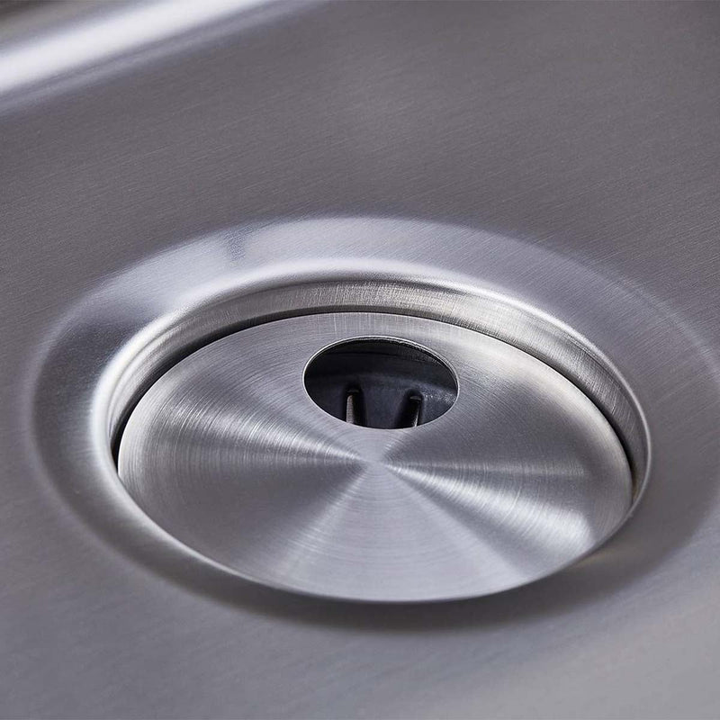 Foster Skin 400 Kitchen Sink - Brushed Stainless Steel Drain Close Up