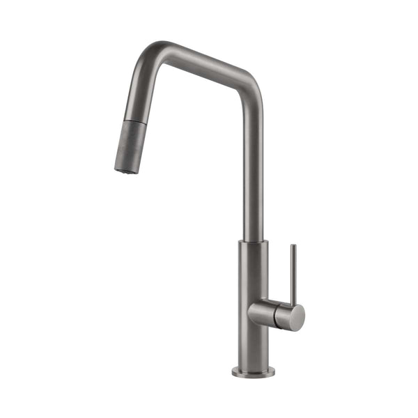 Foster ks plus single lever kitchen tap swivel spout and pullout spray satin brushed in line