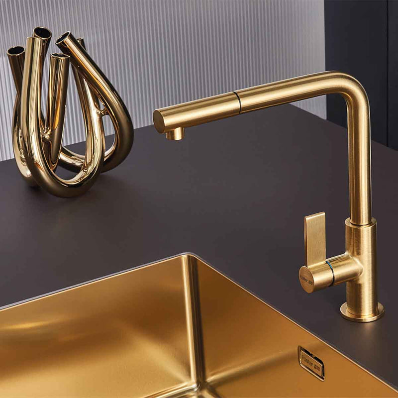 Foster vela plus aesthetica single lever kitchen tap gold pvd feature 3