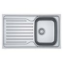 Franke Antea top mounted kitchen sink with drainboard polished stainless steel 860x500mm