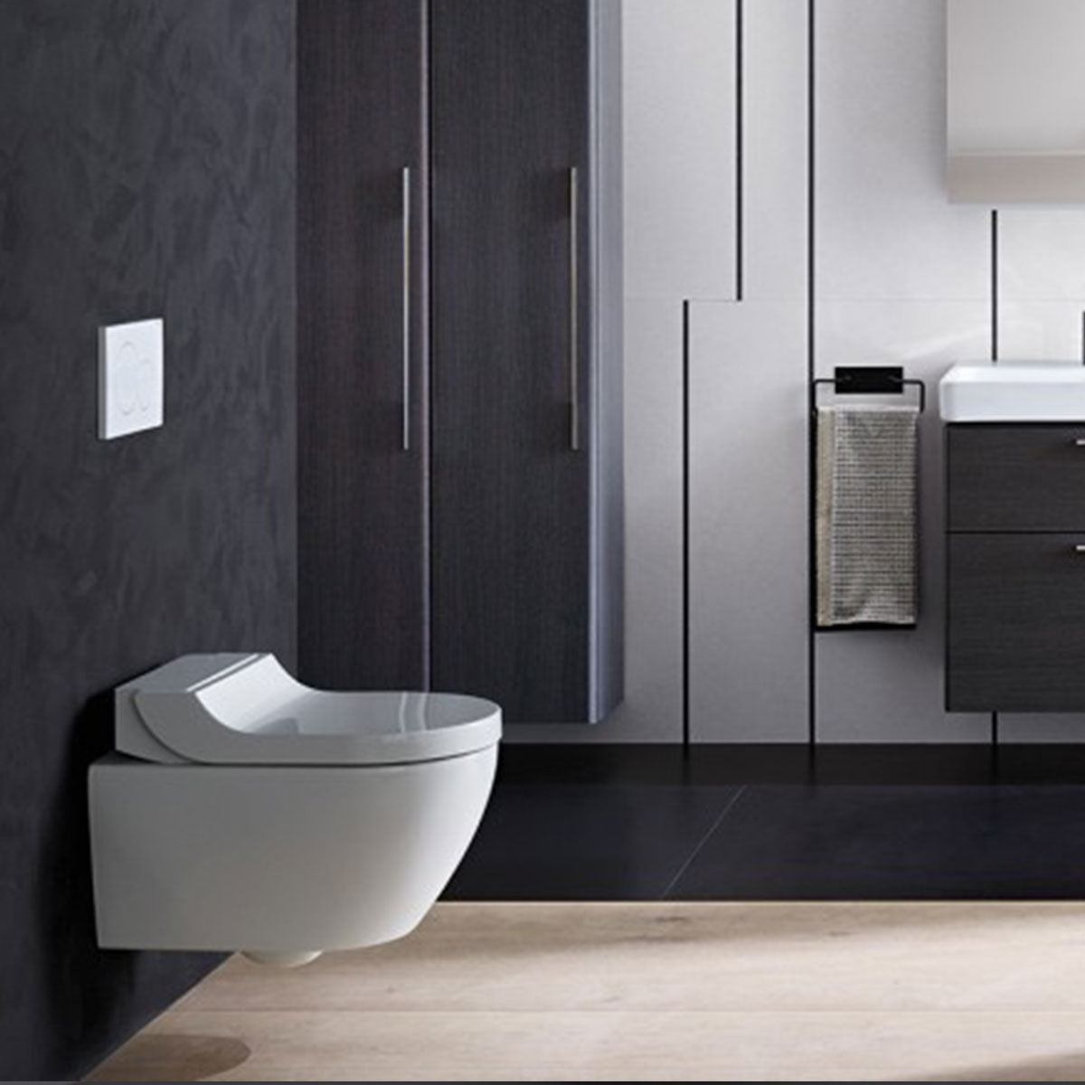 Geberit AquaClean Tuma Comfort Rimless Wall Hung WC Pan With Soft Close Toilet Seat