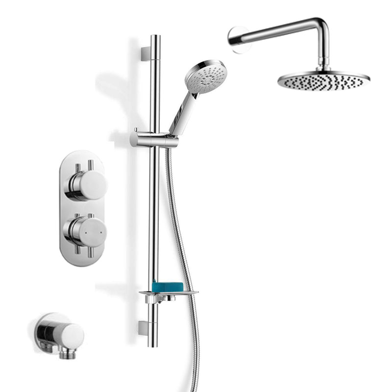 Georgia Thermostatic Concealed Double Outlet Shower Valve, Handset & Showerhead