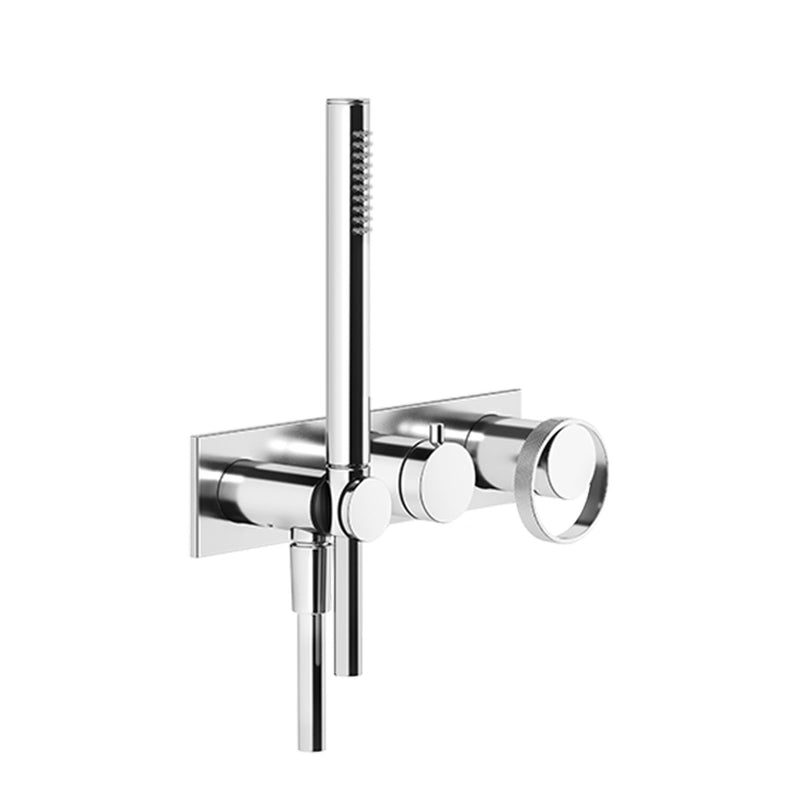 Gessi Anello Dual Outlet Thermostatic Shower Valve and Pencil Handset with backplate