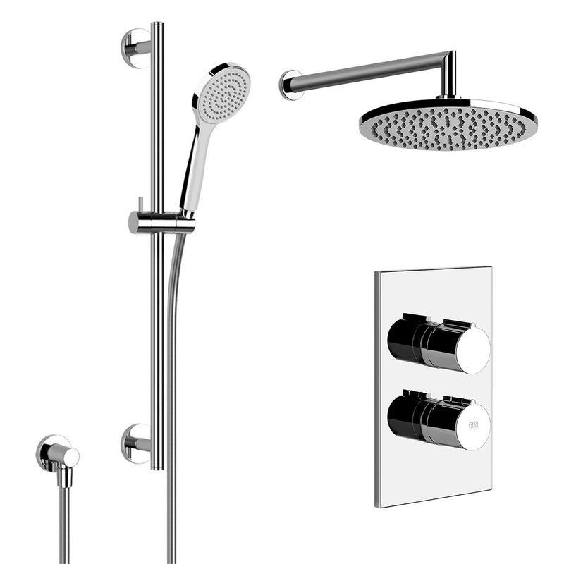Gessi Dual Outlet Thermostatic Shower Valve with Slide Rail Handset and Overhead