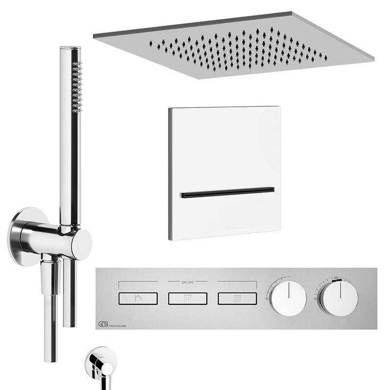 Gessi HiFi 3 Outlet Thermostatic Shower Valve with 360 Overhead Pencil Handset Shower Spout Chrome