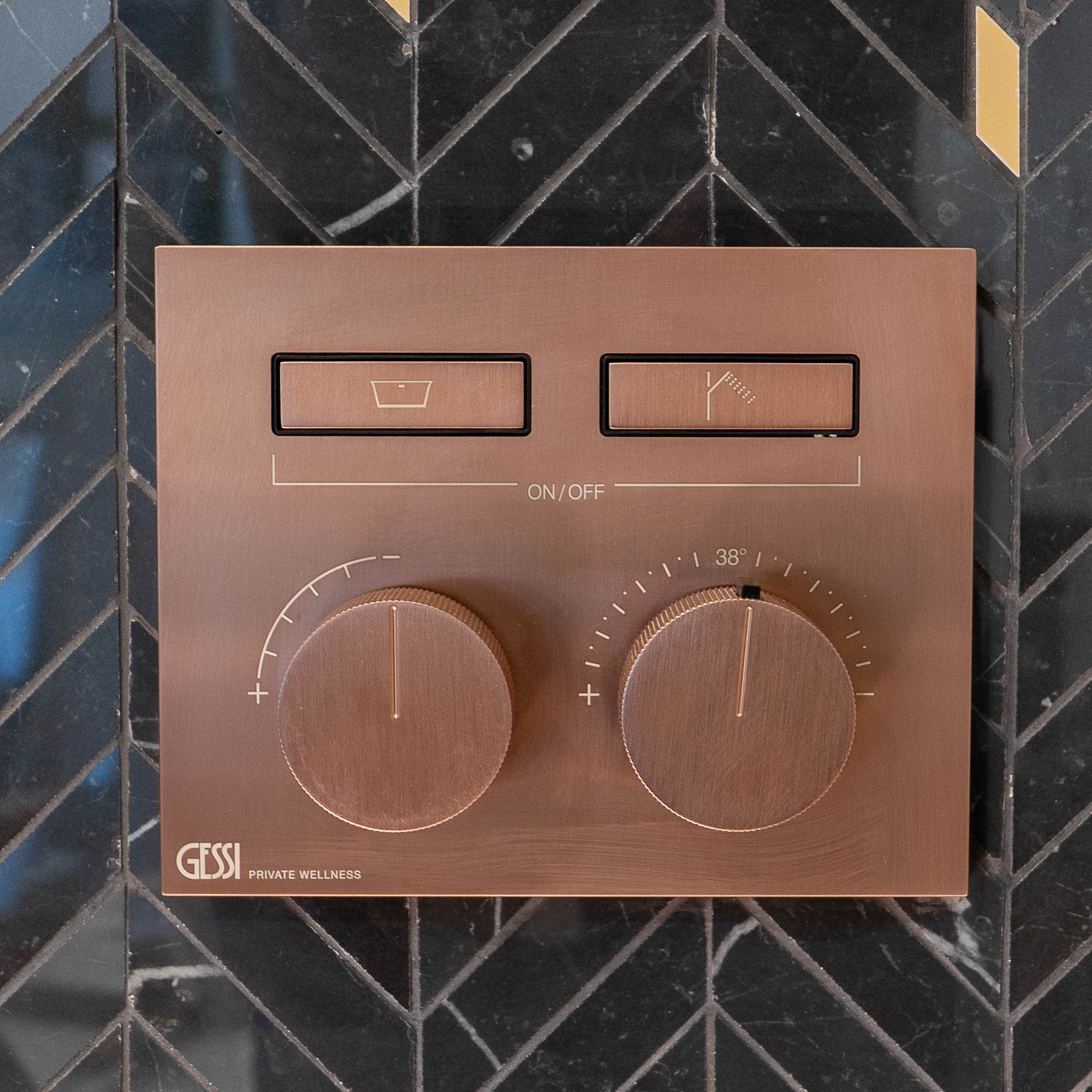 Gessi Hifi compact 2 way shower valve copper brushed lifestyle