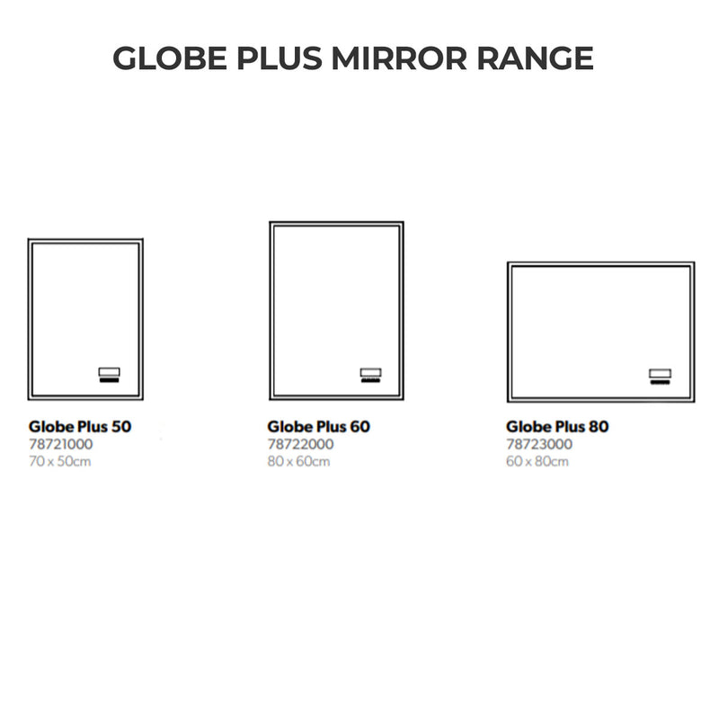 HiB Globe Plus LED Mirror With Bluetooth, Integrated Speakers and Demister Pad dimensions