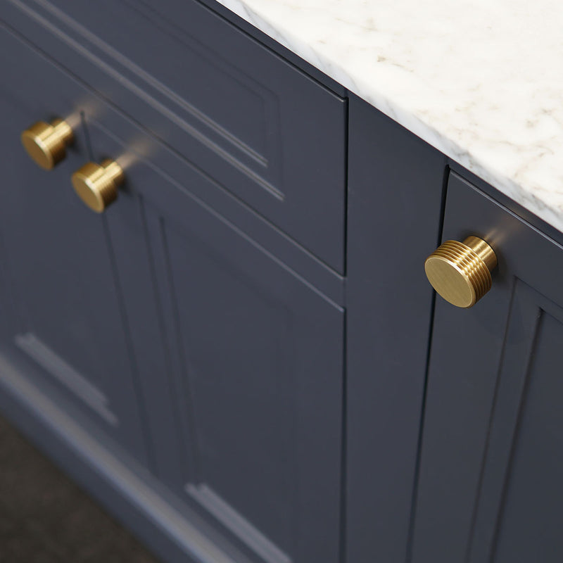 Grooved Brushed Brass Knobs Feature