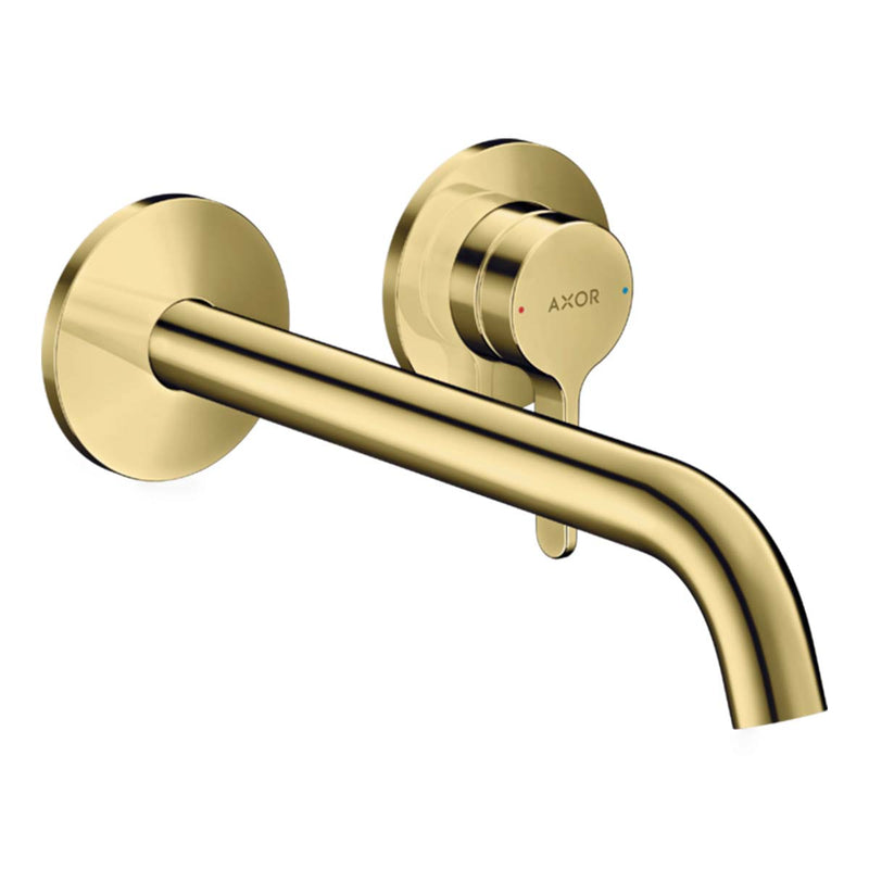 Hansgrohe Axor One Wall Mounted 2 Hole Basin Mixer Tap Polished Brass