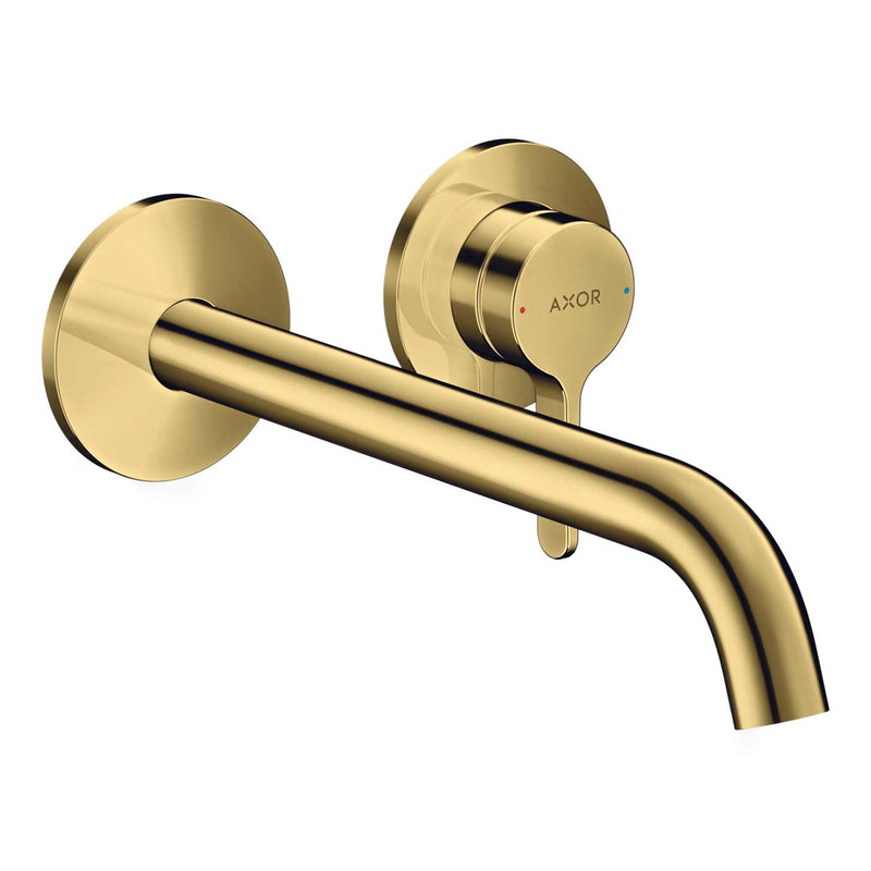 Hansgrohe Axor One Wall Mounted 2 Hole Basin Mixer Tap Polished Gold Optic