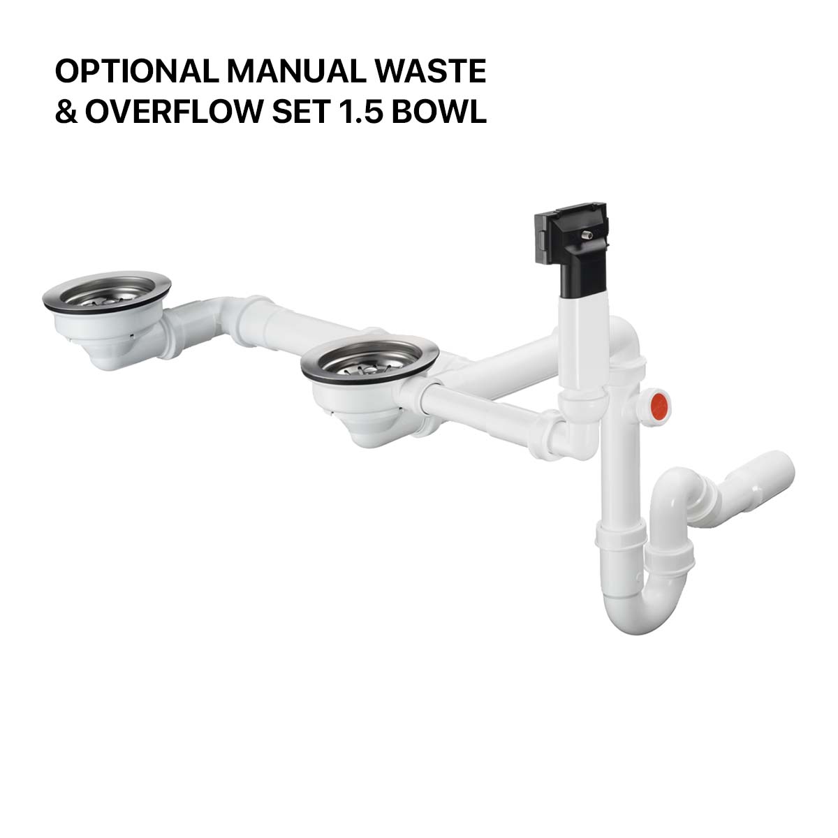 Hansgrohe D17 10 Manual waste and overflow set for double bowl