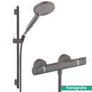 Hansgrohe Ecostat Exposed Thermostatic Shower Bar With Select Slide Rail Kit - Brushed Black Chrome