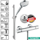 Hansgrohe Ecostat Exposed Thermostatic Shower Bar With Select Slide Rail Kit - Chrome