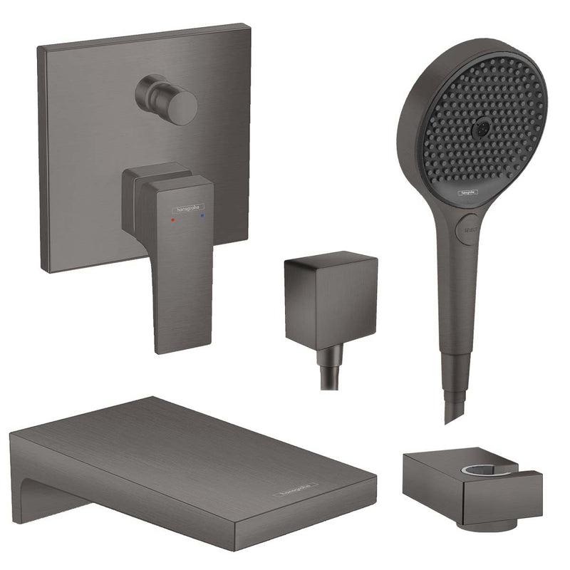 Hansgrohe Metropol Single Lever Bath Mixer with Spout and Rainfinity Shower Handset - Brushed Black Chrome