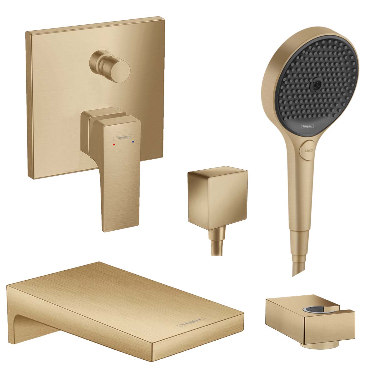 Hansgrohe Metropol Single Lever Bath Mixer and Spout with Rainfinity Shower Handset in Brushed Bronze