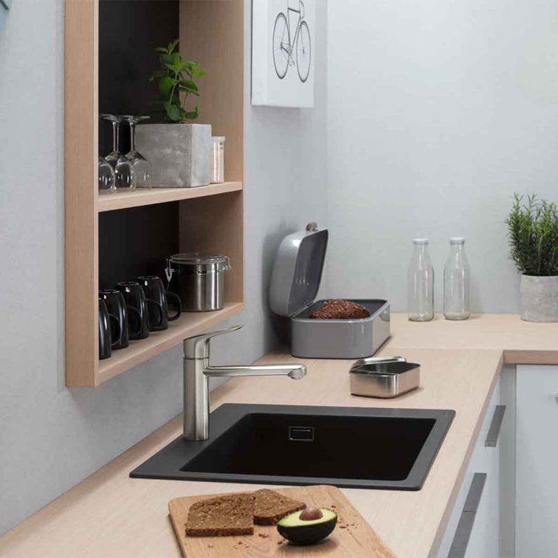 Hansgrohe S51 S510 F450 Single Bowl Kitchen Sink SilicaTec graphite black 540x490mm lifestyle