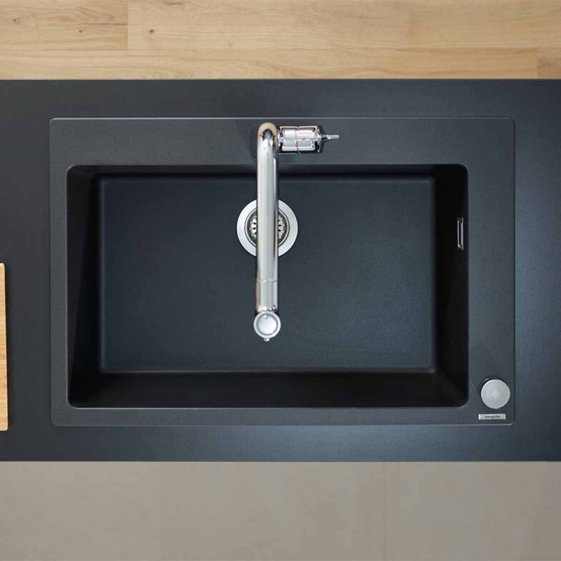 Hansgrohe S51 S510 F660 Single Bowl Kitchen Sink SilicaTec graphite black 750x490mm