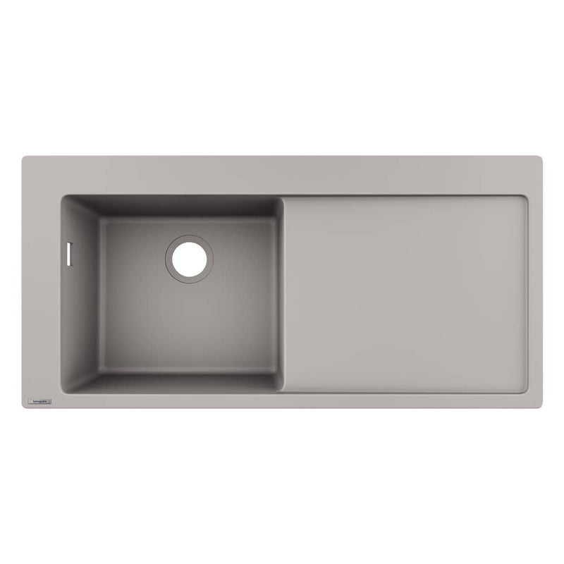 Hansgrohe S51 SilicaTec kitchen sink 450mm with drainer left handed concrete grey