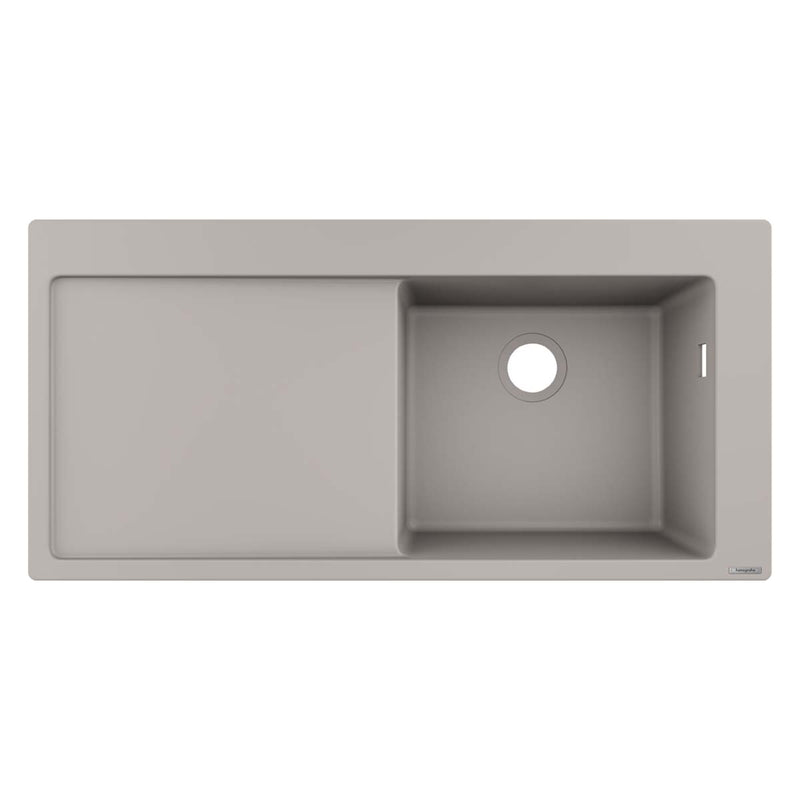 Hansgrohe S51 SilicaTec kitchen sink 450mm with drainer right handed concrete grey