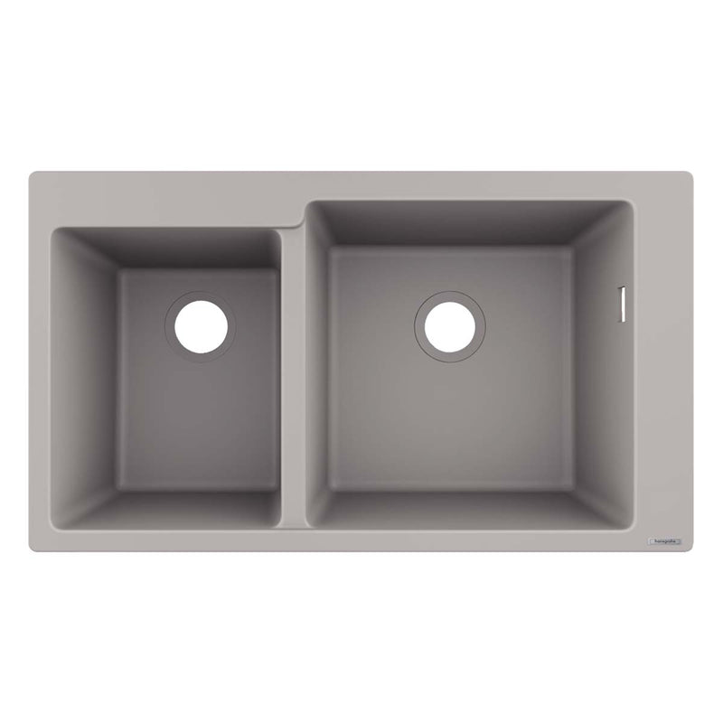 Hansgrohe S510 F760 1.5 Bowl Top Mounted Kitchen Sink SilicaTec concrete grey 820x490mm