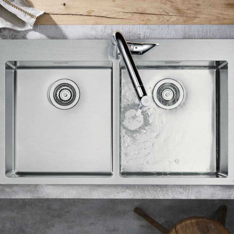 Hansgrohe S71 S711 F765 top mounted double bowl kitchen sink 865x500mm lifestyle
