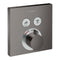 Hansgrohe Square 2 Output Push Thermostatic Valve with Raindance Overhead Shower and Slide Rail Kit Brushed Black Valve