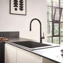 Hansgrohe Talis M54 single lever kitchen mixer 220 with pull out spray matt black feature