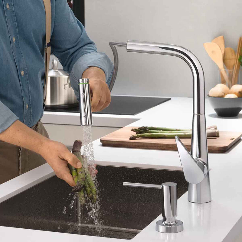 Hansgrohe Talis Select M51 2 jet Single lever kitchen mixer 300 tap with swivel spout and pull out spray chrome feature