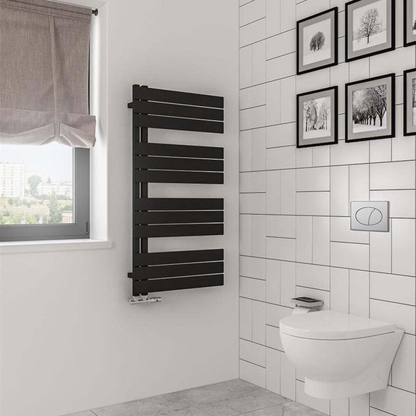 Helmsley 1150 Designer Flat Panel Heated Towel Rail - Matt Black