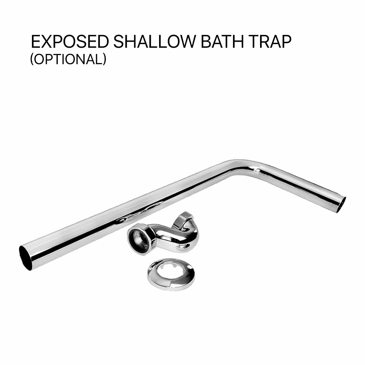 Heritage Essex Single Ended Cast Iron Freestanding Bath Exposed Shallow Bath Trap
