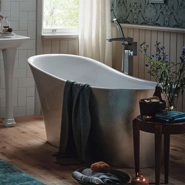 Heritage Hollywell Freestanding Acrylic Bath 1710x745mm Stainless Steel Effect Lifestyle