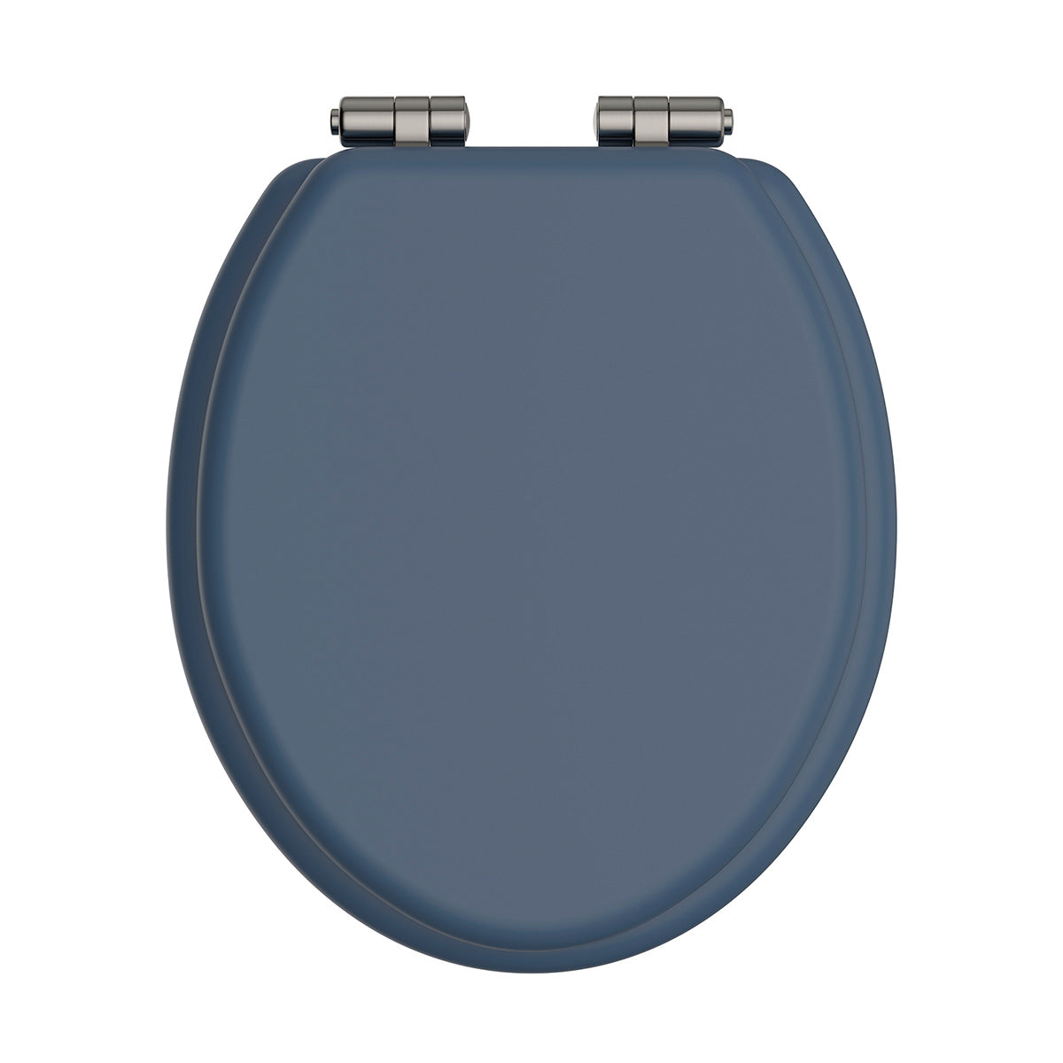 Heritage Traditional Toilet Seat With Soft Close Brushed Nickel Hinges Maritime Blue