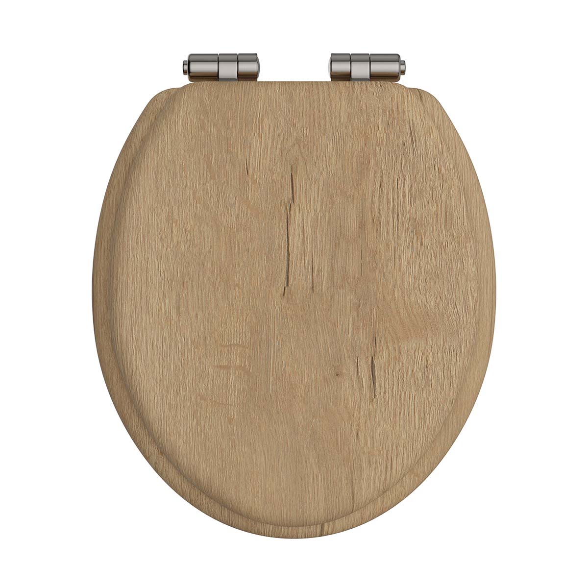 Heritage Traditional Toilet Seat With Soft Close Brushed Nickel Hinges Oak