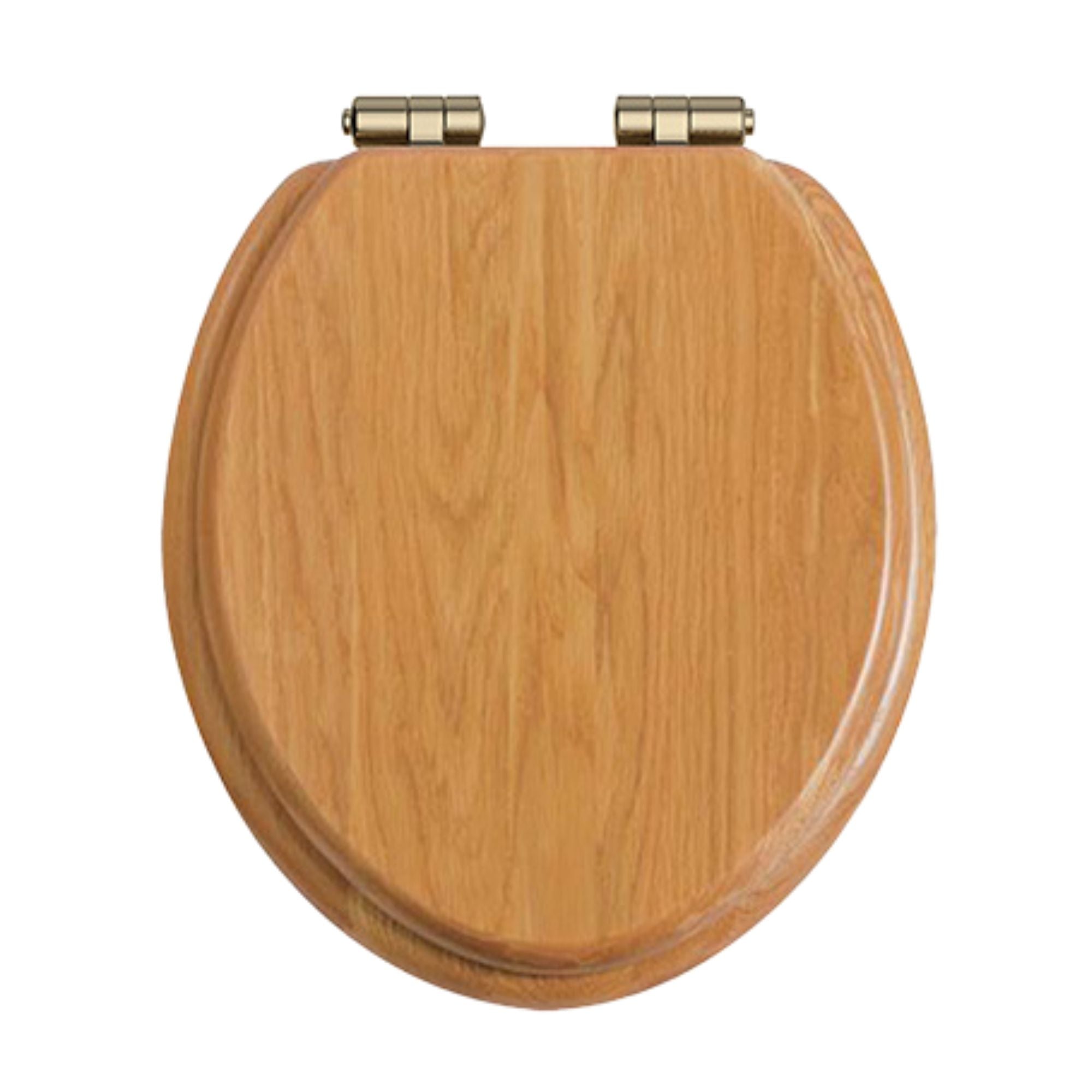 Heritage Traditional Toilet Seat With Soft Close Gold Hinges Oak