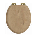 Heritage Traditional Toilet Seat With Soft Close Gold Hinges Oak