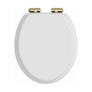 Heritage Traditional Toilet Seat With Soft Close Gold Hinges White Gloss
