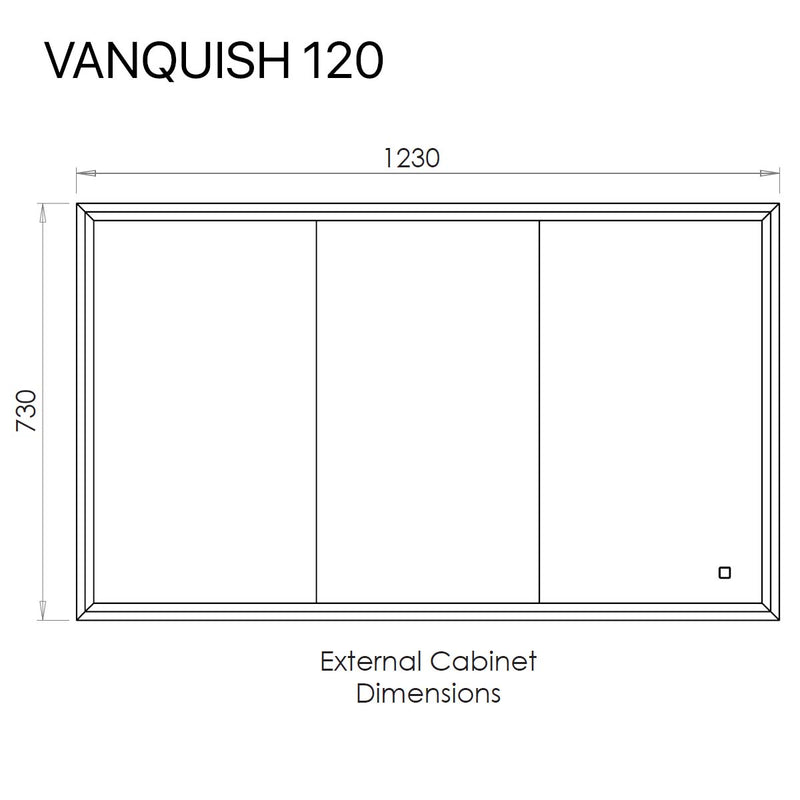 HiB Vanquish 120 Triple Door Recessed LED Mirror Cabinet Dimensions