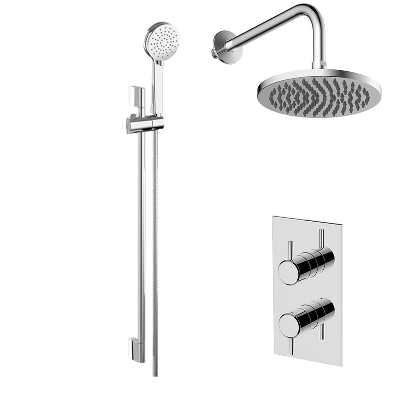 Hoxton Thermostatic Valve with Overhead Shower and Slide Rail Handset Chrome