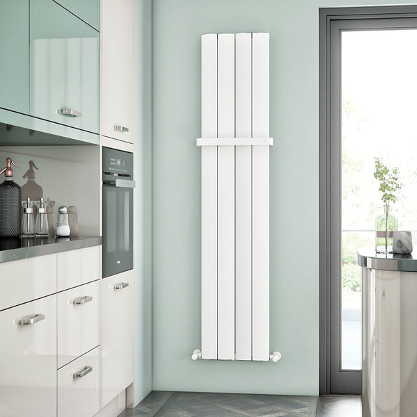 Malaga Vertical Aluminium Flat Profile Heated Towel Rail White