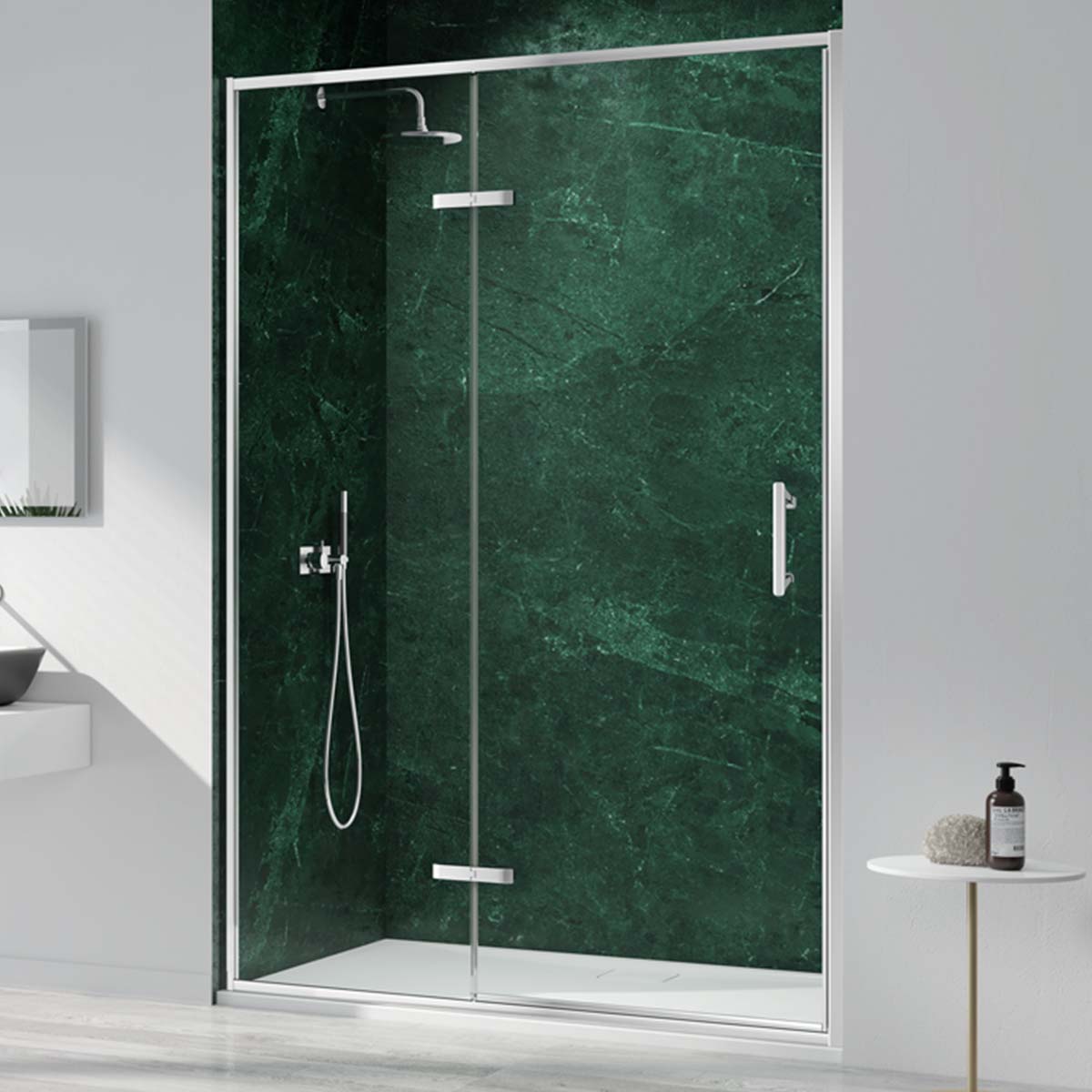 Merlyn 6 Series Sleek Hinged Shower Door with Inline Panel Chrome