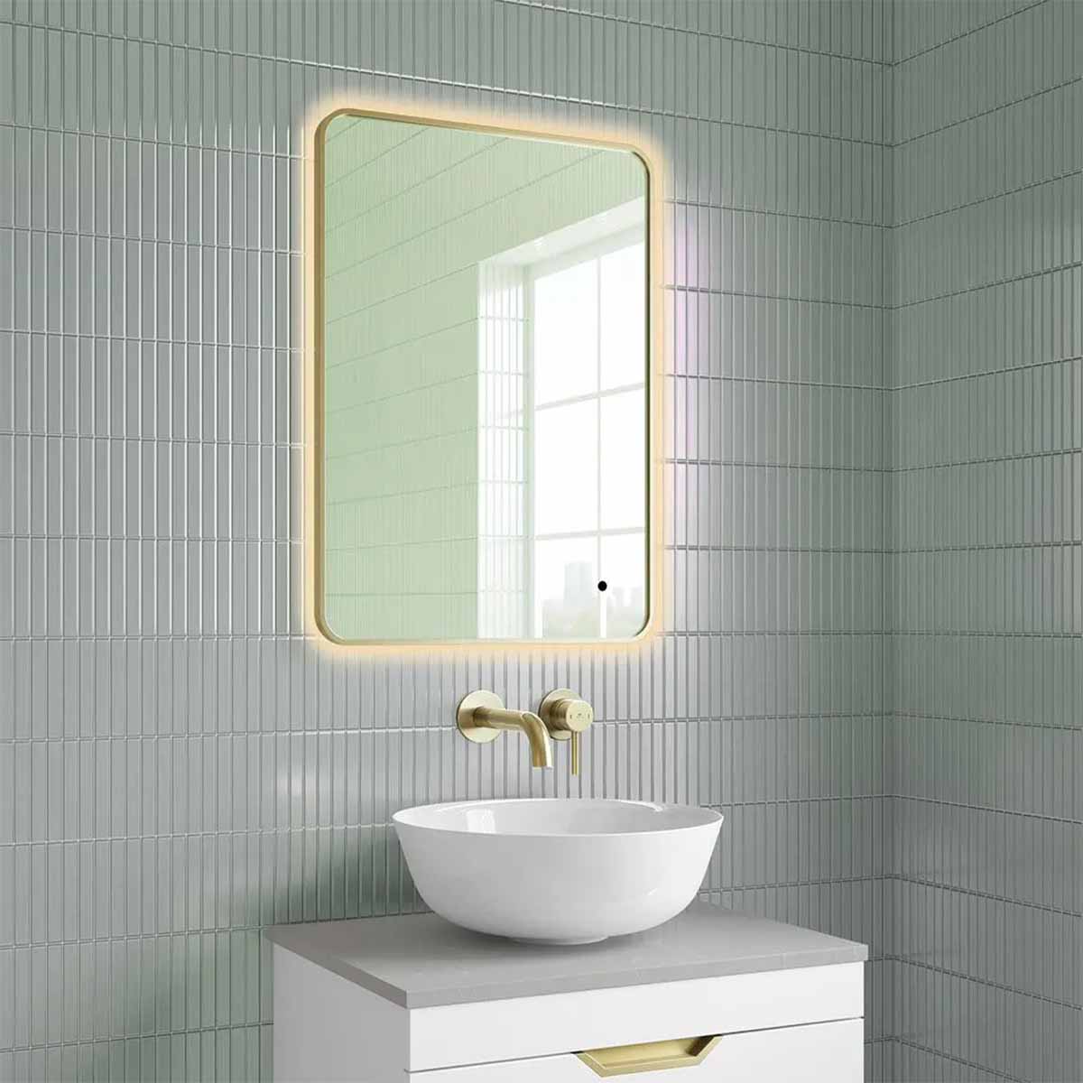 Oro 50 Slimline LED Fog Free Bathroom Mirror Brushed Brass