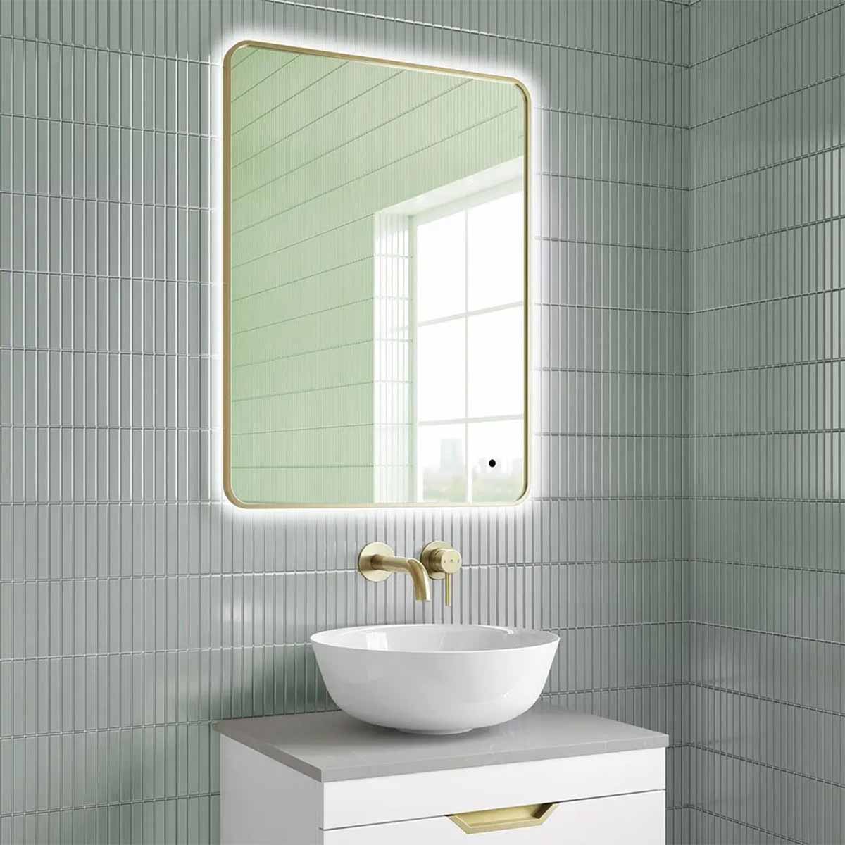 Oro 60 Slimline LED Fog Free Bathroom Mirror Brushed Brass