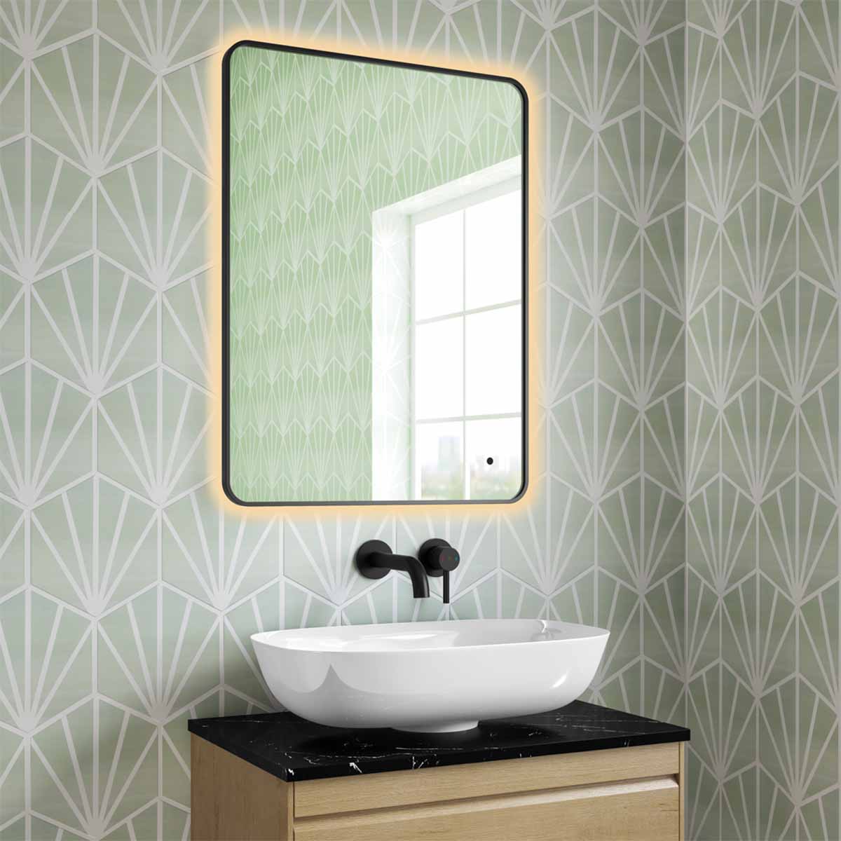 Oro 60 Slimline LED Fog Free Bathroom Mirror Matt Black