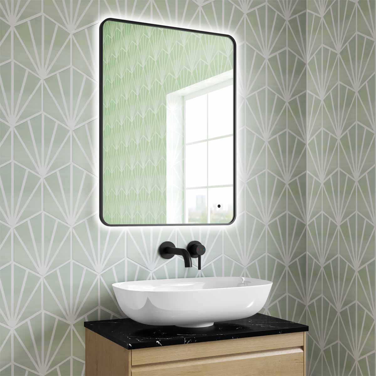 Oro 60 Slimline LED Fog Free Bathroom Mirror Matt Black